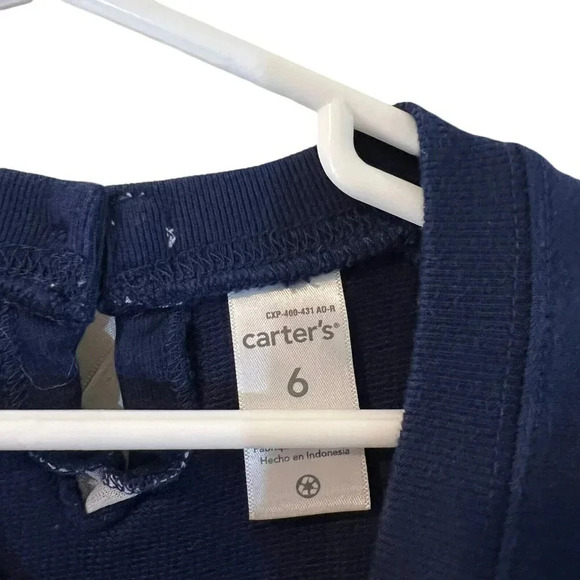 Carters Girls Navy Blue Dress Size 6 Star Pattern Tutu Formal Party Mesh Knit - Picture 5 of 5